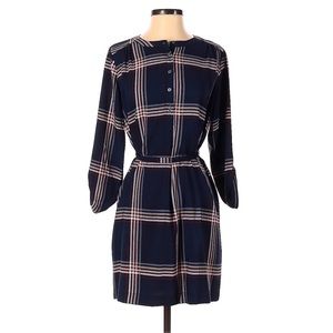 Ann Taylor Loft PLAID shirtdress navy DRESS M PETITE